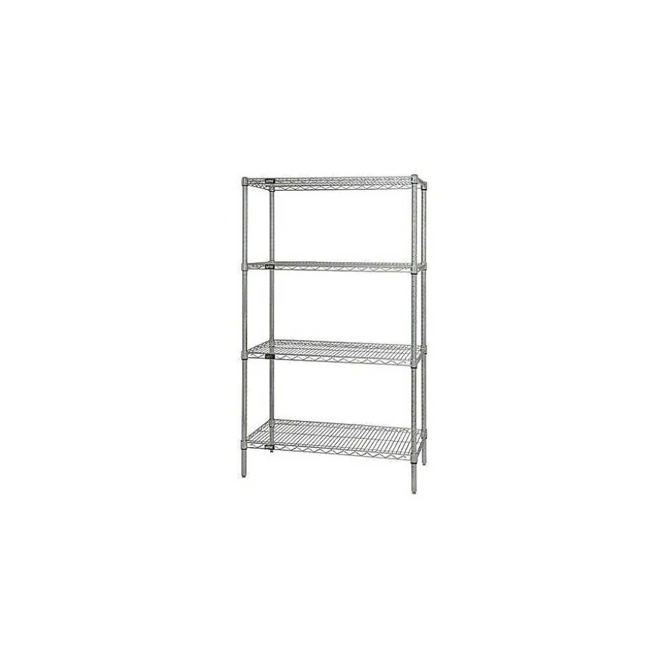 Quantum Shelving Starter Kit 4-Shelf Wire Unit, 48"W, Chrome (WR74-2448C)