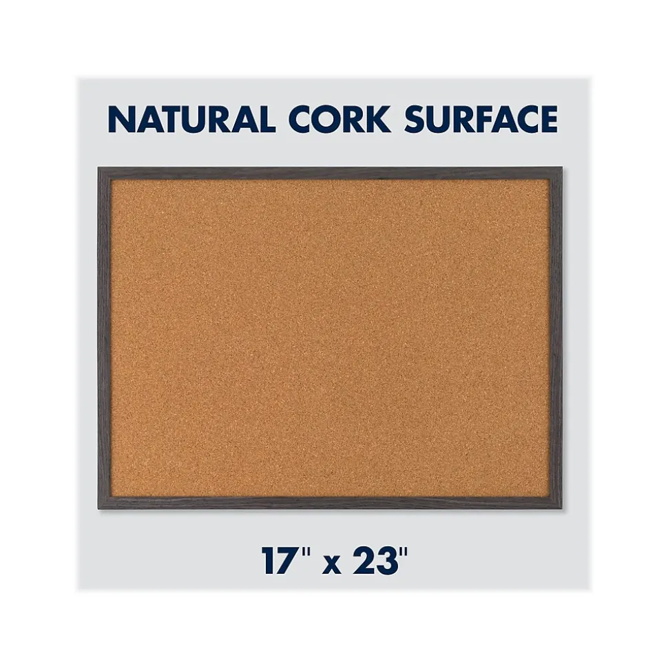 Quartet Cork Bulletin Board, Gray Frame, 2' x 1.5' (Q192317W00-STPR)