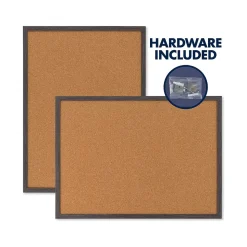 Quartet Cork Bulletin Board, Gray Frame, 2' x 1.5' (Q192317W00-STPR)