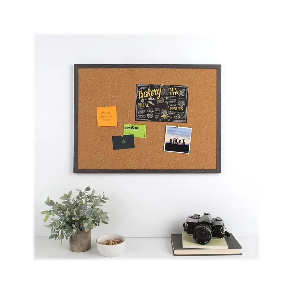 Quartet Cork Bulletin Board, Gray Frame, 2' x 1.5' (Q192317W00-STPR)