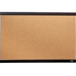 Quartet Cork Bulletin Board, Mahogany Finish and Aluminum Frame, 2'H x 3'W (ELANB2436A)
