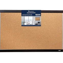 Quartet Cork Bulletin Board, Mahogany Finish and Aluminum Frame, 2'H x 3'W (ELANB2436A)