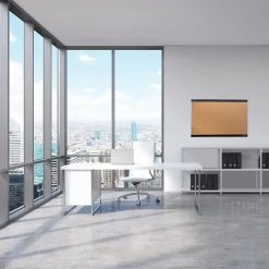 Quartet Cork Bulletin Board, Mahogany Finish and Aluminum Frame, 2'H x 3'W (ELANB2436A)