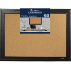 Quartet Cork Bulletin Board, Black Frame, 23'' x 17'' (79281)