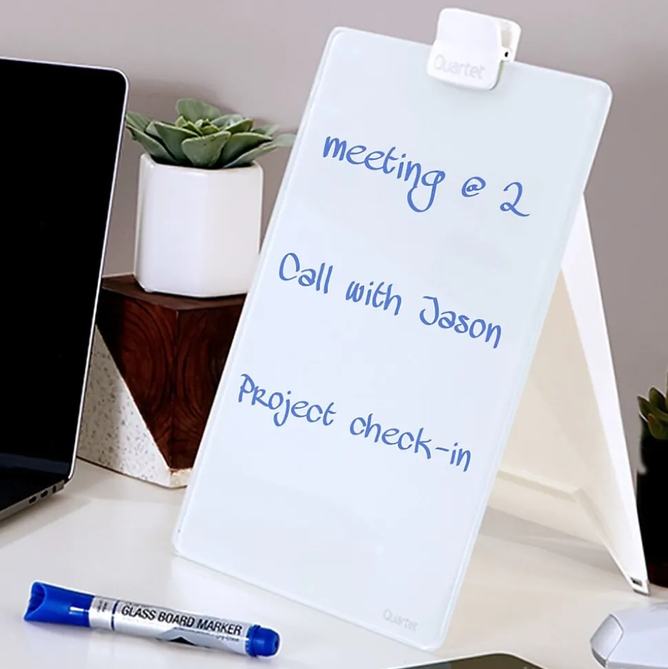 Quartet Glass Dry-Erase Desktop Easel, White Surface, Frameless, 9"W x 11"H (GDE119)