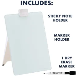 Quartet Glass Dry-Erase Desktop Easel, White Surface, Frameless, 9