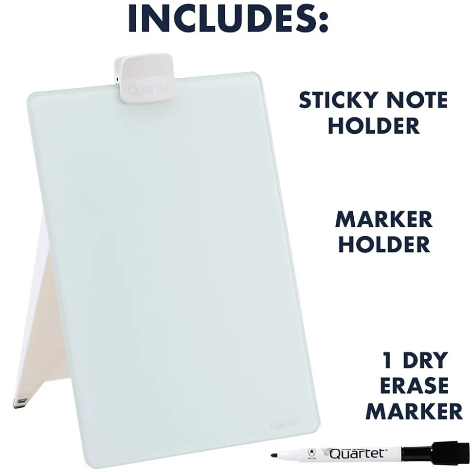 Quartet Glass Dry-Erase Desktop Easel, White Surface, Frameless, 9"W x 11"H (GDE119)