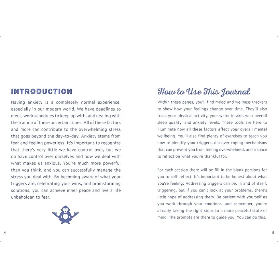 Quarto Anti-Anxiety Prompt Guided Journal, 6" x 8.42", College Ruled, Blue, 204 Pages (9780785839637)