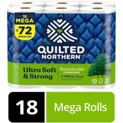 Quilted Northern Ultra Soft & Strong 2-Ply Standard Toilet Paper, White, 295 Sheets/Roll, 18 Rolls/Case (946325)