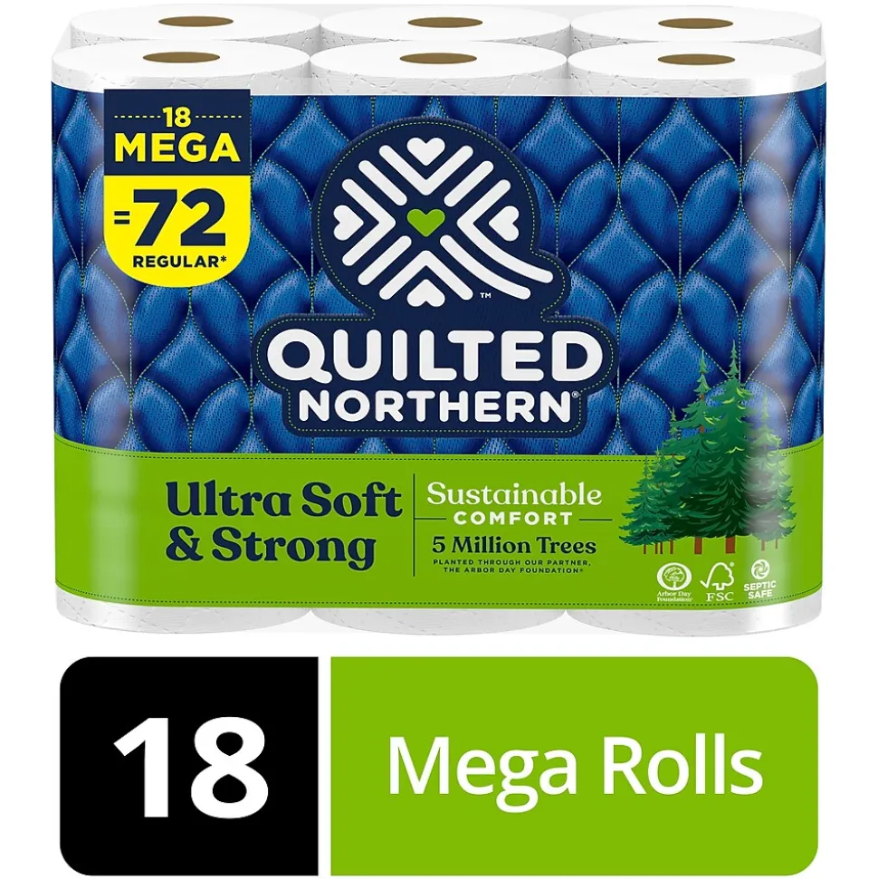 Quilted Northern Ultra Soft & Strong 2-Ply Standard Toilet Paper, White, 295 Sheets/Roll, 18 Rolls/Case (946325)