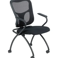 Raynor Eurotech Fabric Seat Flip Nesting Chair, with Arm, Black, 2/Carton