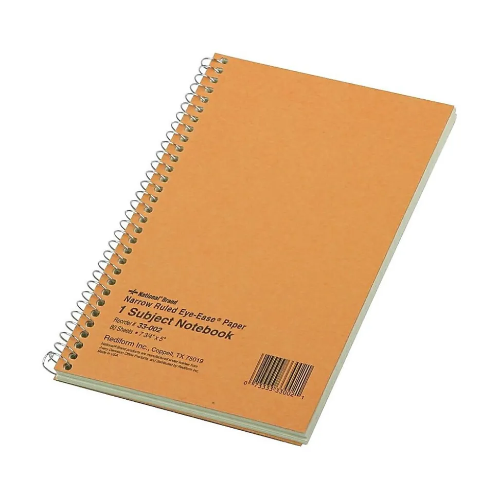 Rediform Brown Board Cover 1-Subject Notebooks, 5" x 7.75", Narrow Ruled, 80 Sheets, Brown (RED33002)