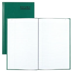 Rediform Emerald Series Record Book, 7.31"W x 11.88"H, Green, 250 Sheets/Book (56151)