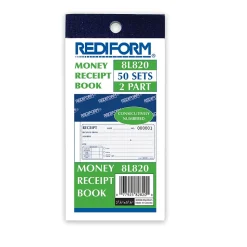Rediform Money Receipt Book, 2 3/4" x 5", 50 Sheets/Book (RED8L820)
