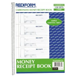Rediform Money Receipt Book, 2 3/4" x 7", Carbonless, 120 Sets/Book (S16444WCL)