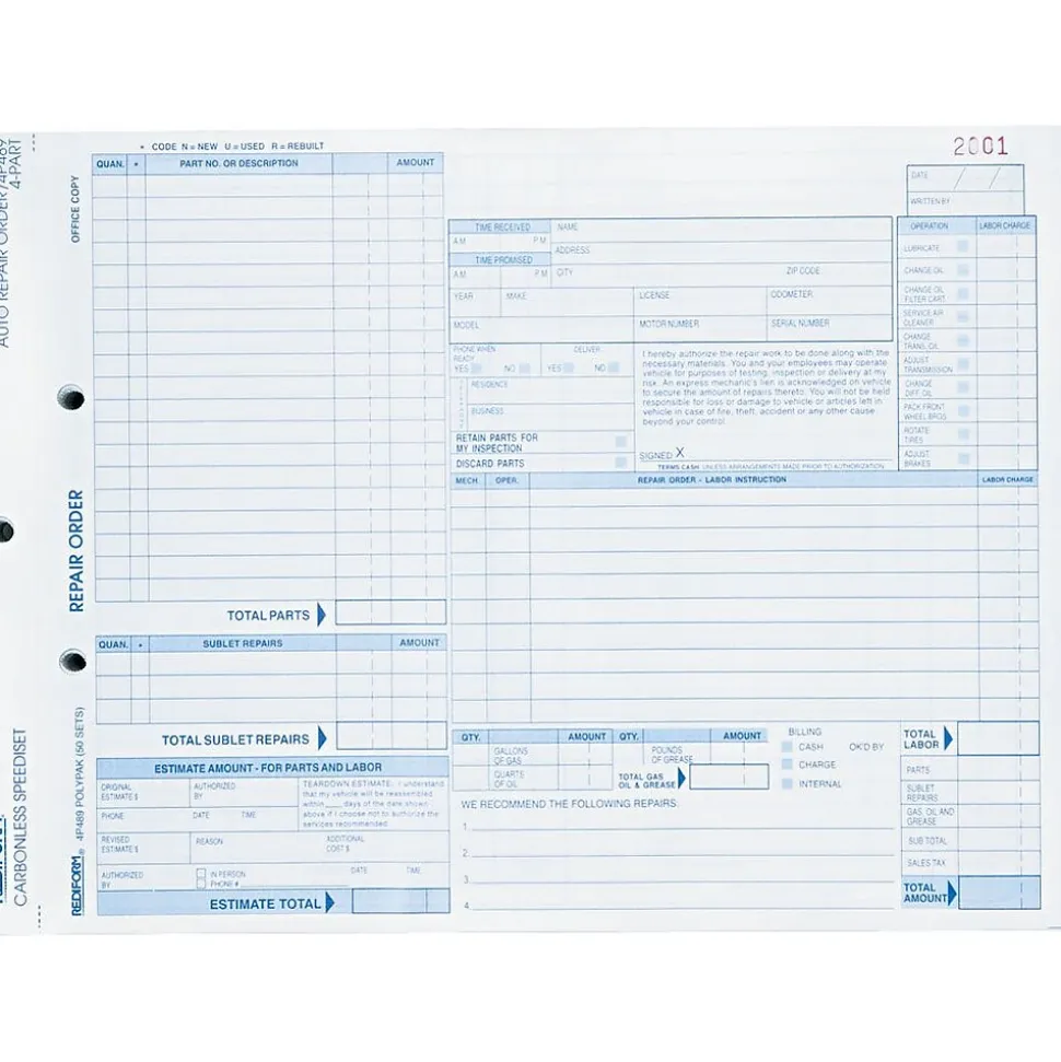 Rediform 4-Part Carbonless Purchase Requisitions, 8.5"L x 11"W, 50 Sets/Book (RED4P489)