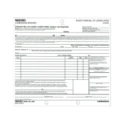 Rediform Speediset Polypacks 3-Part Carbonless Bill of Lading, 7"L x 8.5"W, 50 Sets/Book (RED6P695)