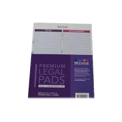 RE-FOCUS THE CREATIVE OFFICE Premium Legal Pad, Ruled, 8.5" x 11.75", Pink, 30 Sheets/Pad, 2 Pads (40002)