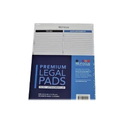 RE-FOCUS THE CREATIVE OFFICE Premium Legal Pad, Ruled, 8.5" x 11.75", Blue, 30 Sheets/Pad, 2 Pads (40001)