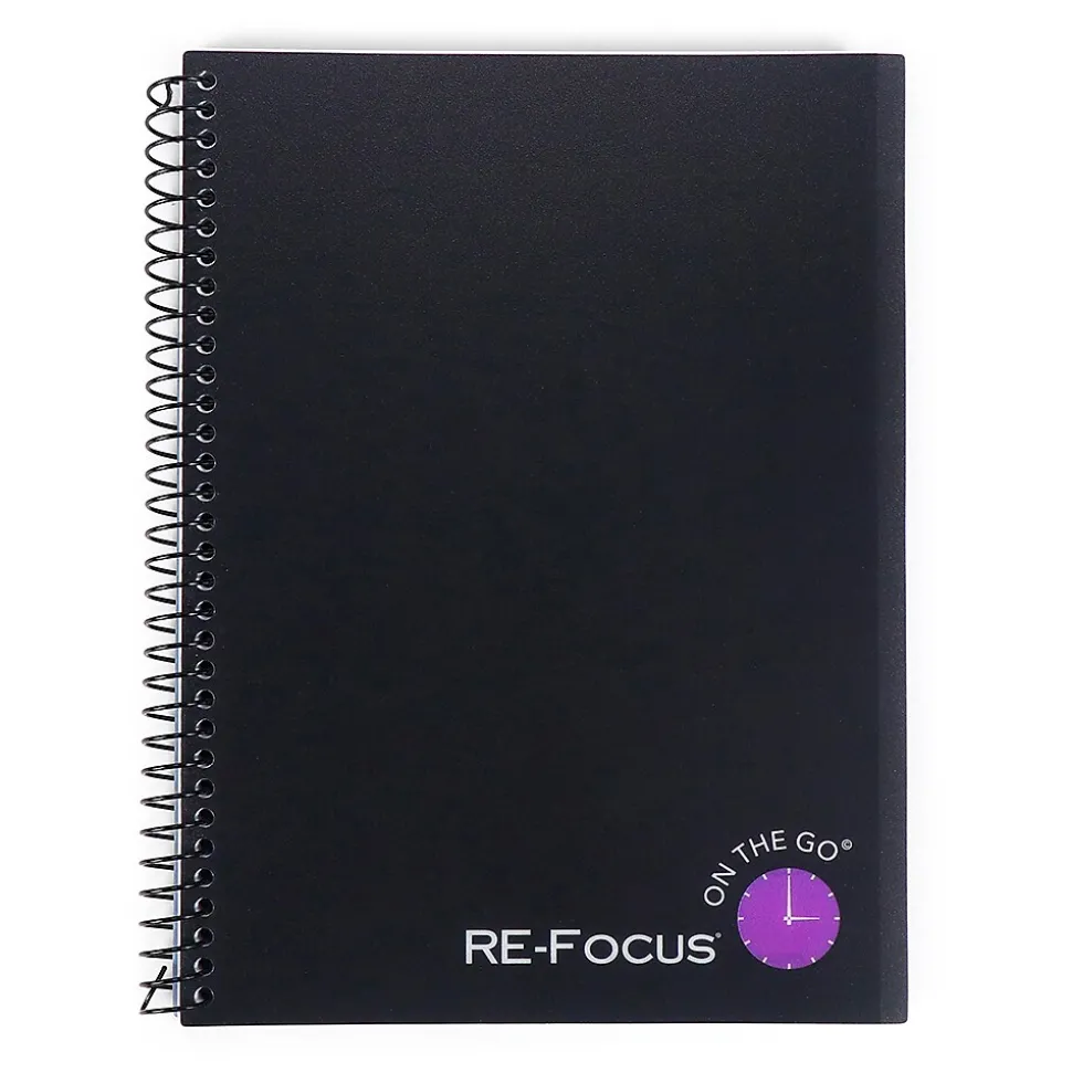 RE-FOCUS THE CREATIVE OFFICE on the GO Notepad, College Ruled, Black, 142 Sheets/Pad (88001)