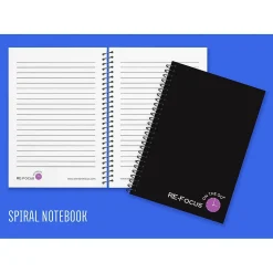 RE-FOCUS THE CREATIVE OFFICE on the GO Notepad, College Ruled, Black, 142 Sheets/Pad (88001)