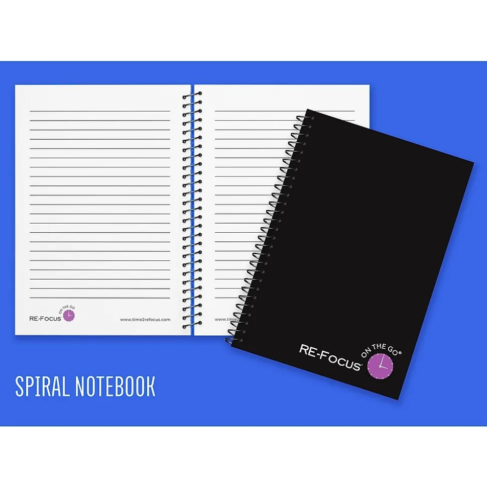 RE-FOCUS THE CREATIVE OFFICE on the GO Notepad, College Ruled, Black, 142 Sheets/Pad (88001)