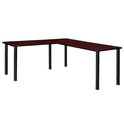 Regency Kee 72" L-Desk with 42" Return, Mahogany/Black (ML722442MHBPBK)