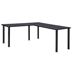 Regency Kee 72" L-Desk with 42" Return, Grey/Black