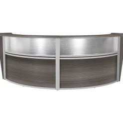 Regency Marque 124.5"W Curved Reception Desk Workstation, Driftwood Gray (77312GY)