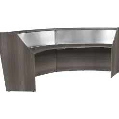 Regency Marque 124.5"W Curved Reception Desk Workstation, Driftwood Gray (77312GY)