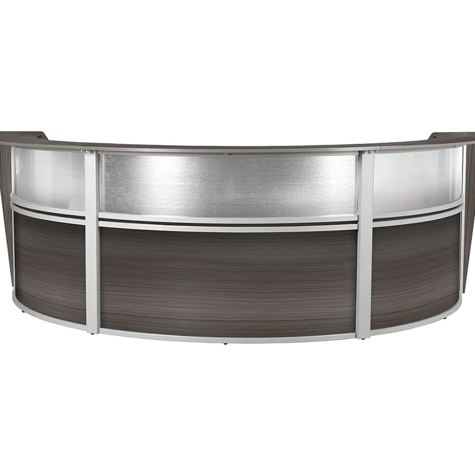 Regency Marque 144"W Curved Reception Desk Workstation, Driftwood Gray (77313GY)