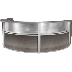 Regency Marque 144"W Curved Reception Desk Workstation, Driftwood Gray (77313GY)