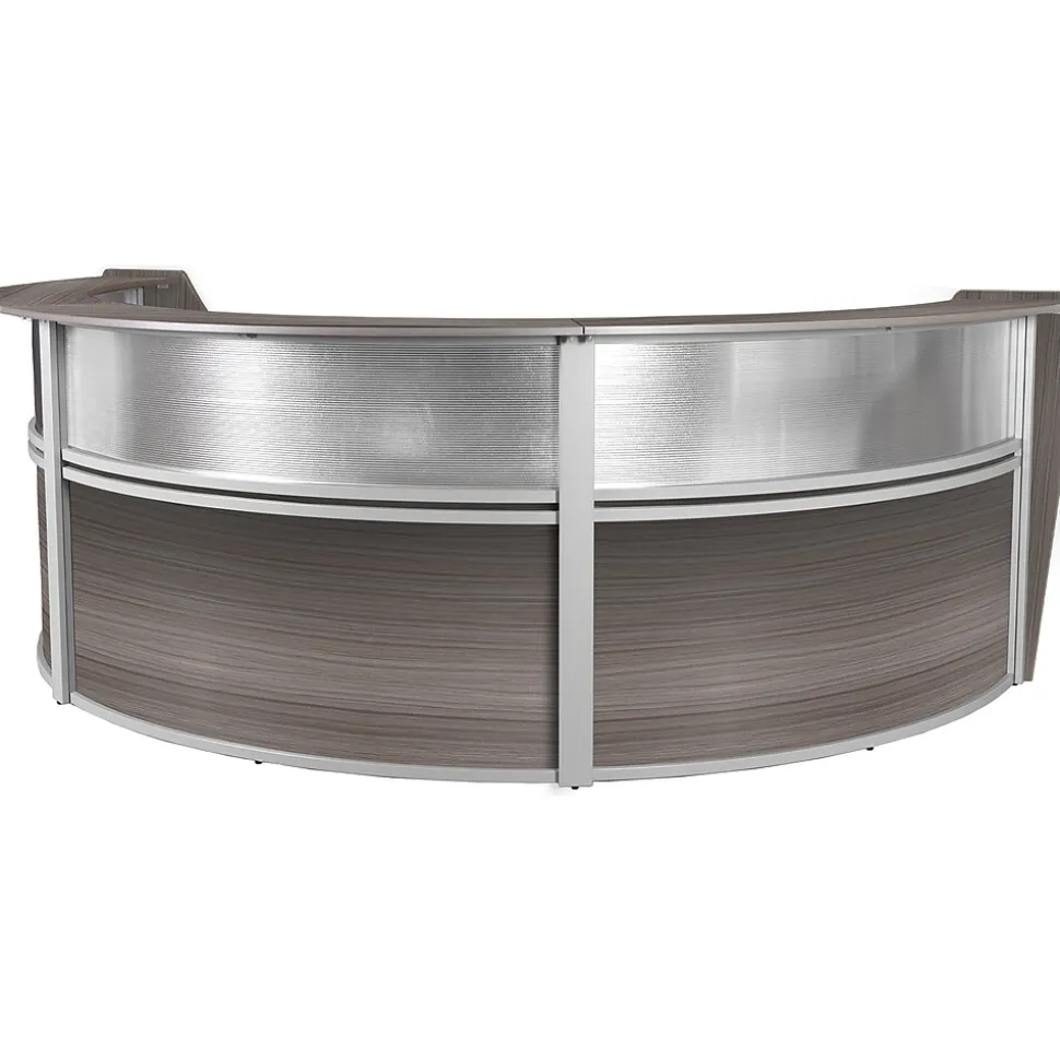 Regency Marque 144"W Curved Reception Desk Workstation, Driftwood Gray (77313GY)