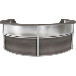 Regency Marque 142"W Curved Reception Desk Workstation, Driftwood Gray (77314GY)