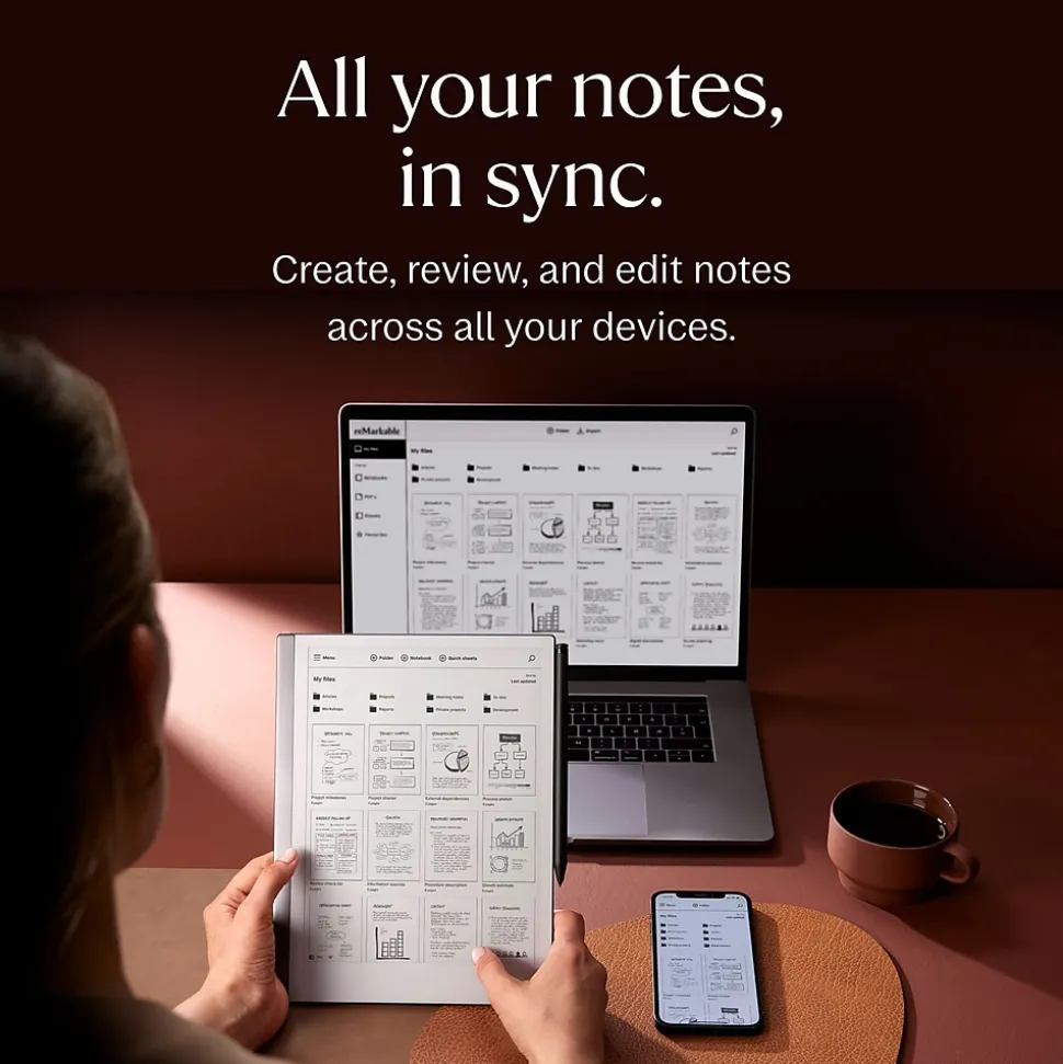 reMarkable 2 10.3" Paper Tablet with Marker Plus and Premium Leather Book Folio, Black (RM115)