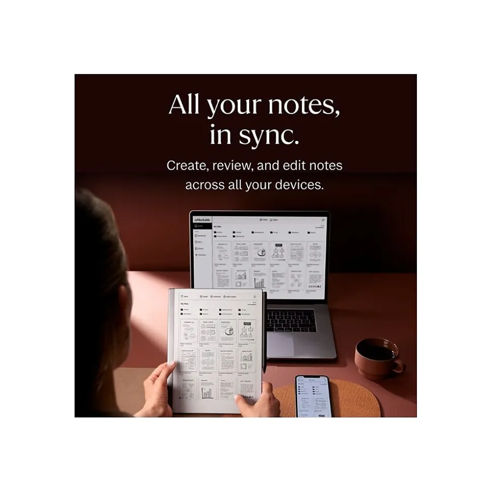 reMarkable 2 10.3" Paper Tablet with Marker Plus and Polymer Weave Book Folio, Gray (RM114)
