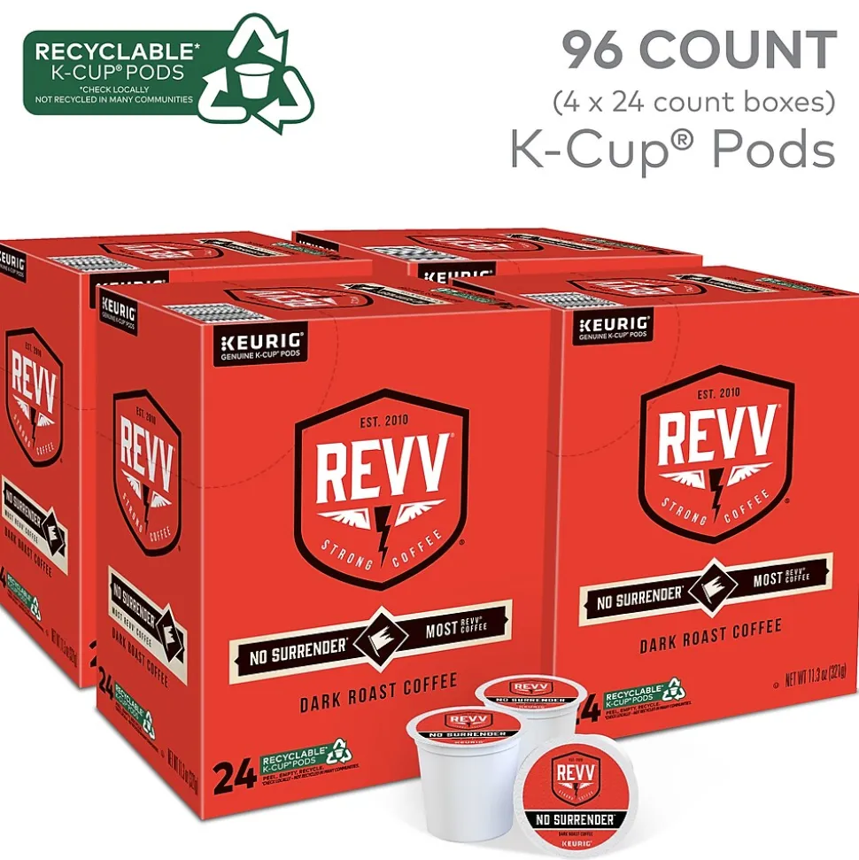 Revv Coffee No Surrender Coffee Keurig® K-Cup® Pods, Dark Roast, 96/Carton (6873CT)