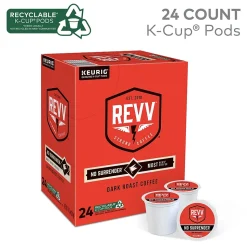 Revv Coffee No Surrender Coffee Keurig® K-Cup® Pods, Dark Roast, 24/Box (6873)
