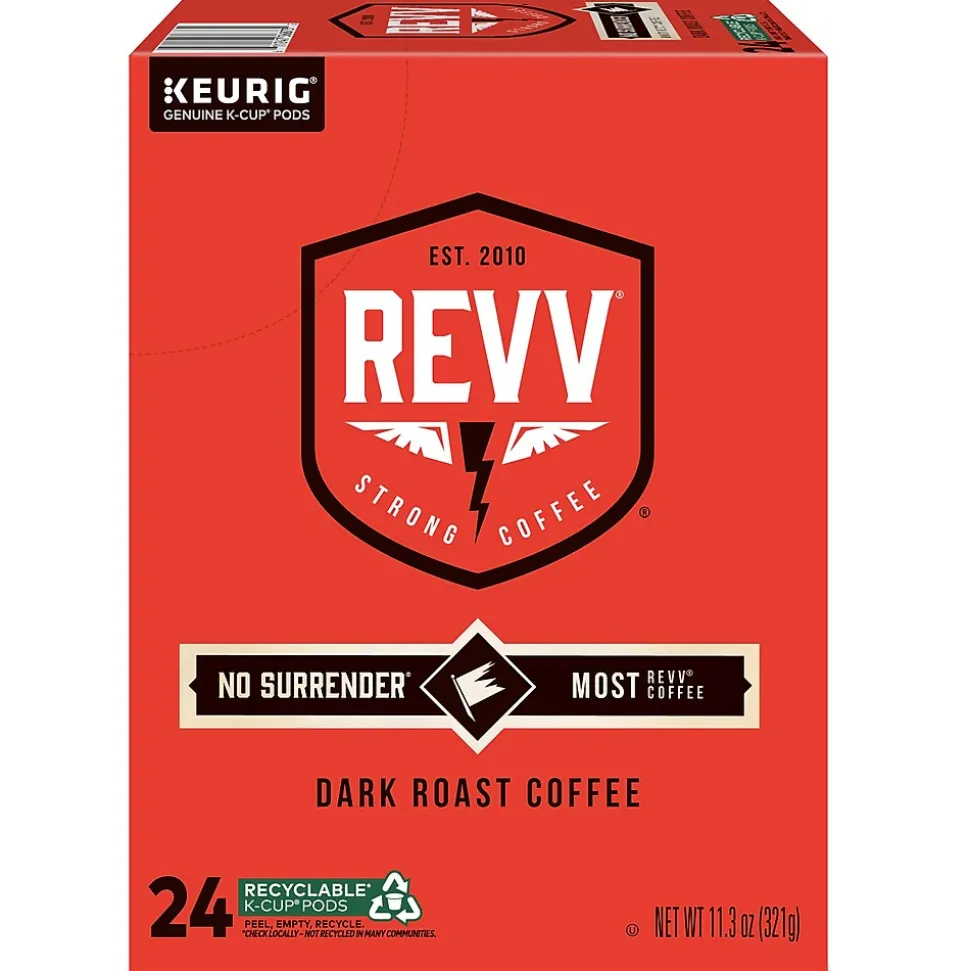 Revv Coffee No Surrender Coffee Keurig® K-Cup® Pods, Dark Roast, 24/Box (6873)