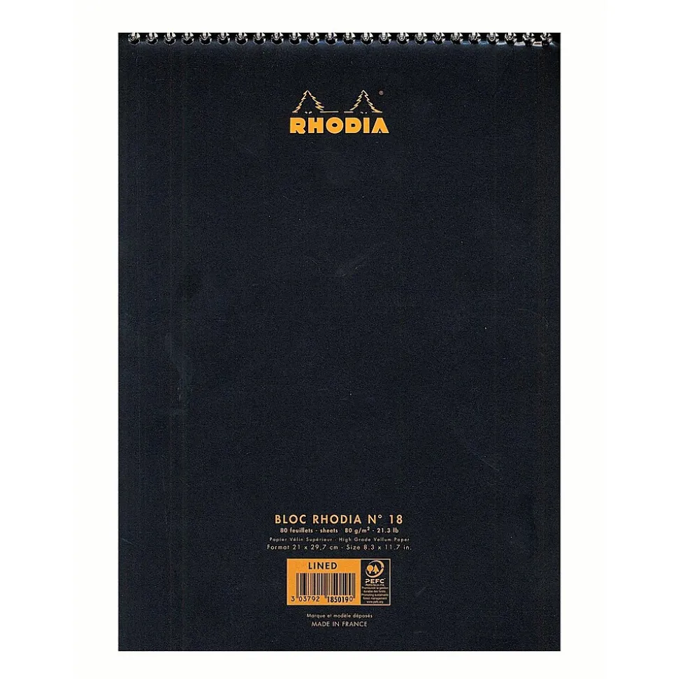 Rhodia Wirebound Notebooks Ruled 8 1/4 In. X 12 1/2 In. Black (185019)