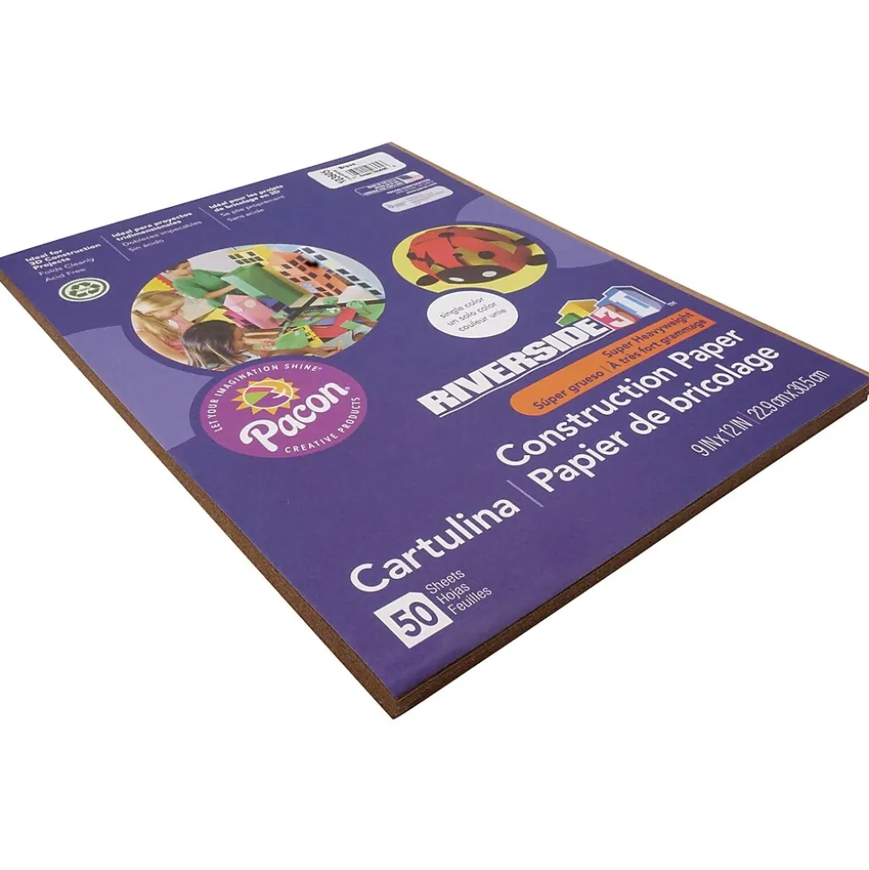 Riverside 3D 9" x 12" Construction Paper, Brown, 50 Sheets (P103605)