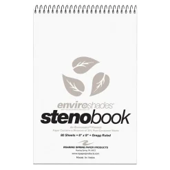 Roaring Spring Enviroshades Steno Notebook, 6" x 9", 80 Sheets/Pad, Gregg Ruled, Recycled Gray Paper, 4 Books/Pk (12274)