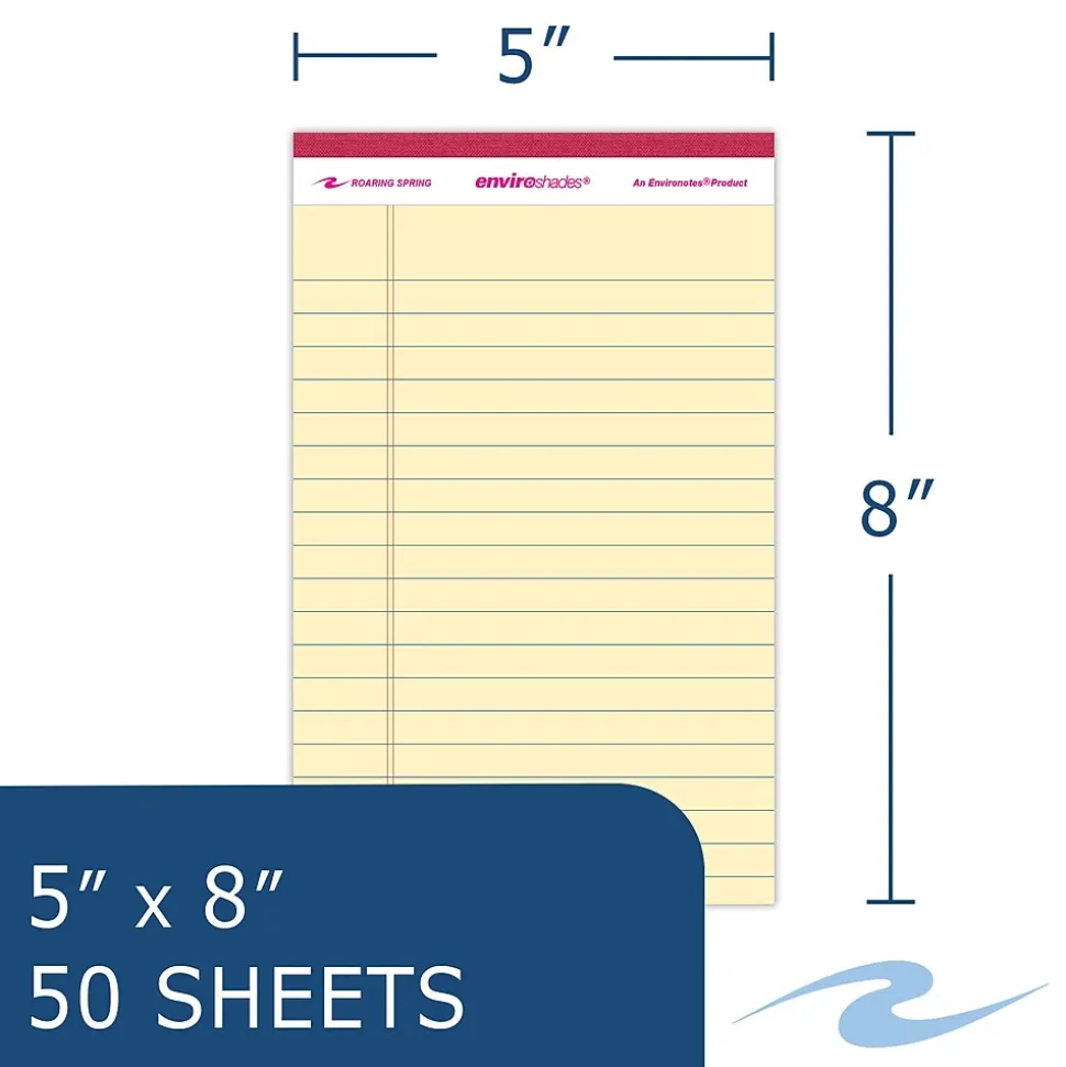 Roaring Spring Paper Products Enviroshades Notepad, 5" x 8.25", Legal Ruled, 6/Pack (74220)