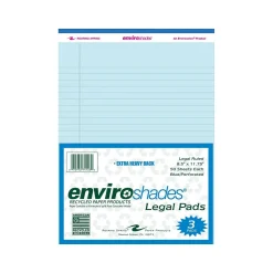 Roaring Spring Paper Products 8.5" x 11.75" Legal Pads, Recycled Blue Paper, 50 Sheets/Pad, 3 Pads/Pack (74123)