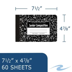 Roaring Spring Paper Products 1-Subject Composition Notebooks, 7.5" x 4.875", Wide Ruled, 60 Sheets, Black (77122)