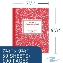 Roaring Spring Paper Products 1-Subject Composition Notebooks, 7.75" x 9.75", Wide Ruled, 50 Sheets, Red (ROA77922)