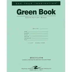 Roaring Spring Paper Products Exam Notebooks, 8.5" x 11", Wide Ruled, 8 Sheets, Green (77509)