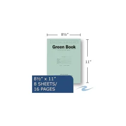 Roaring Spring Paper Products Exam Notebooks, 8.5" x 11", Wide Ruled, 8 Sheets, Green (77509)