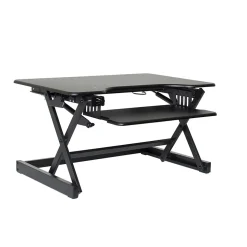 Rocelco 32"W Manual Adjustable Standing Desk Converter, Black (R EADRB2)