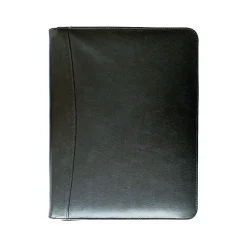 Rogue Wallet Leather Portfolio Case with Zipper Closure, Black (black zippered)